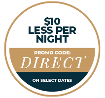 Promo code direct $5 - $10 less per night on select dates